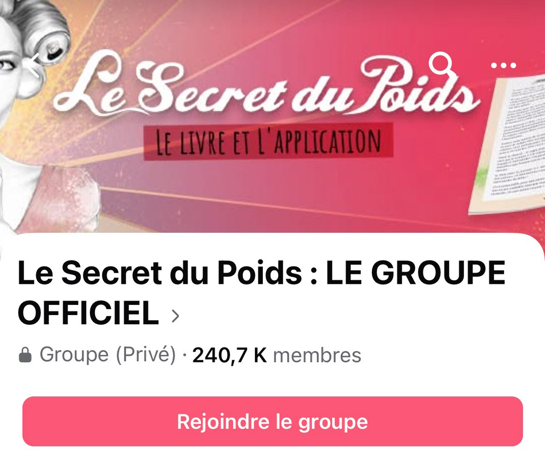 le secret du poids groupe facebook